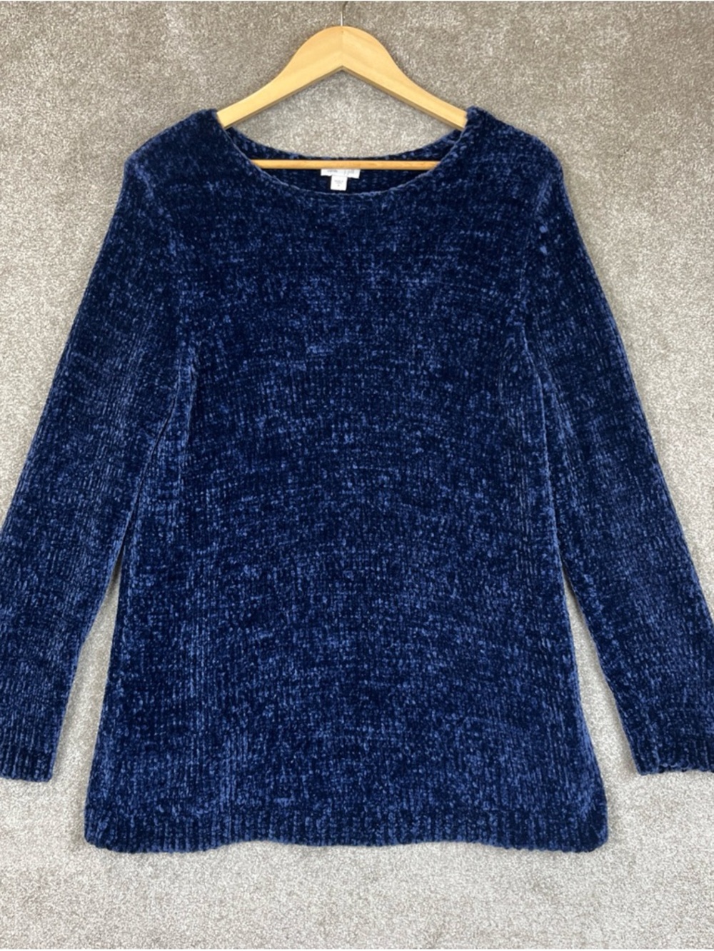 J Jill Tunic Sweater Womens Medium Blue Chenille Long Sleeve Pullover- 4608